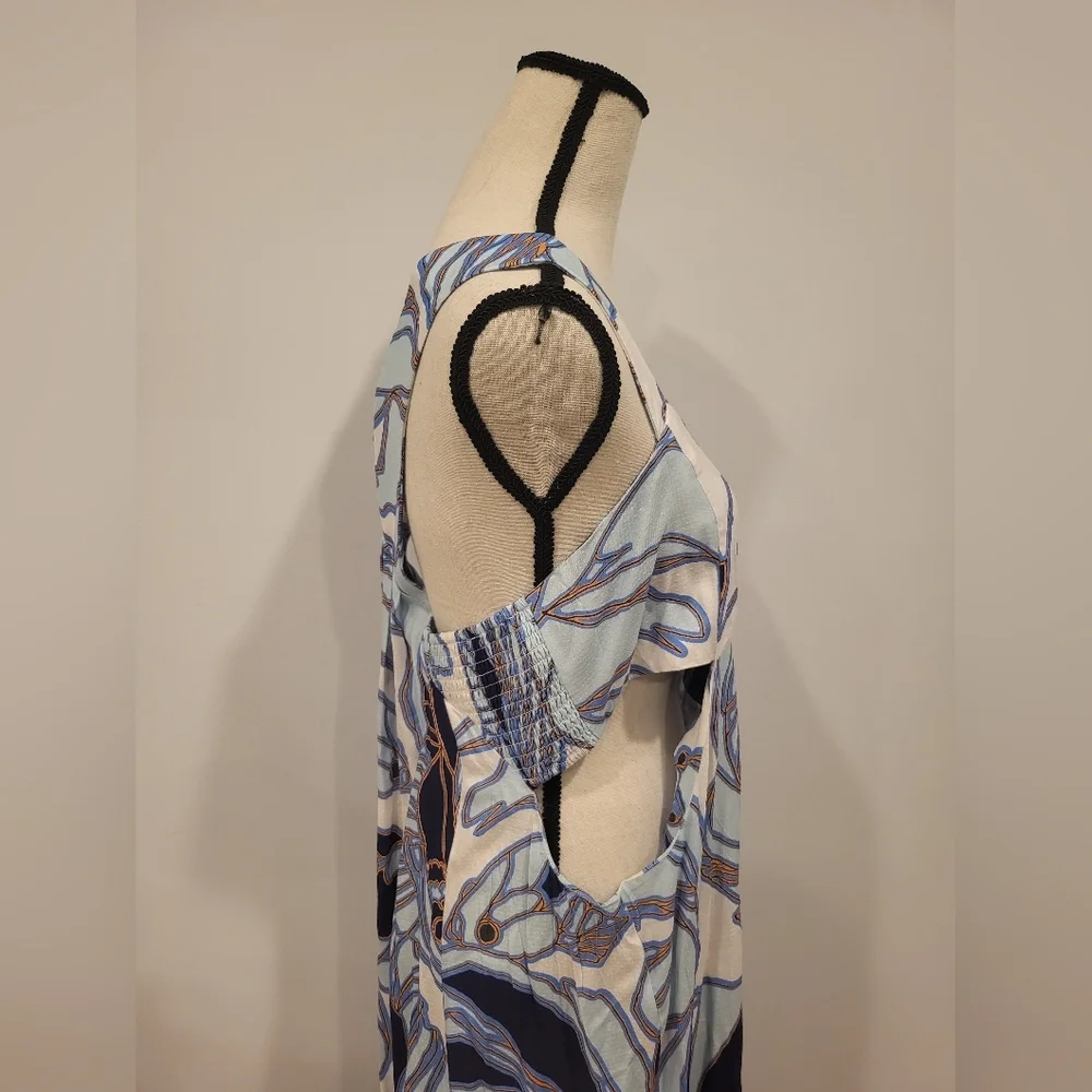 Anthropologie/Elegant Blue and White Maxi Dress - Picture 2 of 7